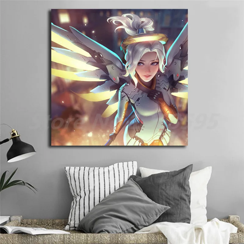 Devil Mercy Overwatchs ArtworkWall Art Холст постер и печать холст Картина декоративная картина