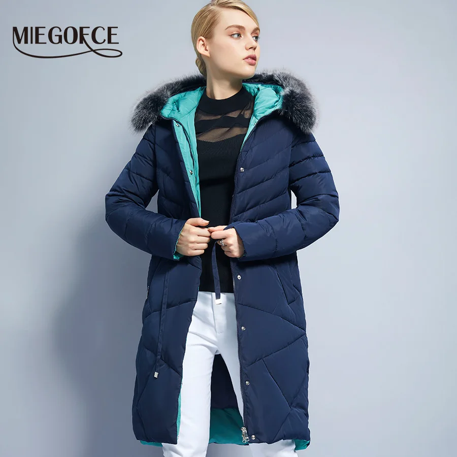 Новая Зимняя Коллекция MIEGOFCE 2017 Женский Зимний Пуховик Длинная Теплая Женская