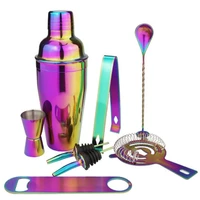 stainless steel cocktail shaker set 8pcs colorful bartender kit 550ml 750ml cocktail whisk bar tools wine shakers for party