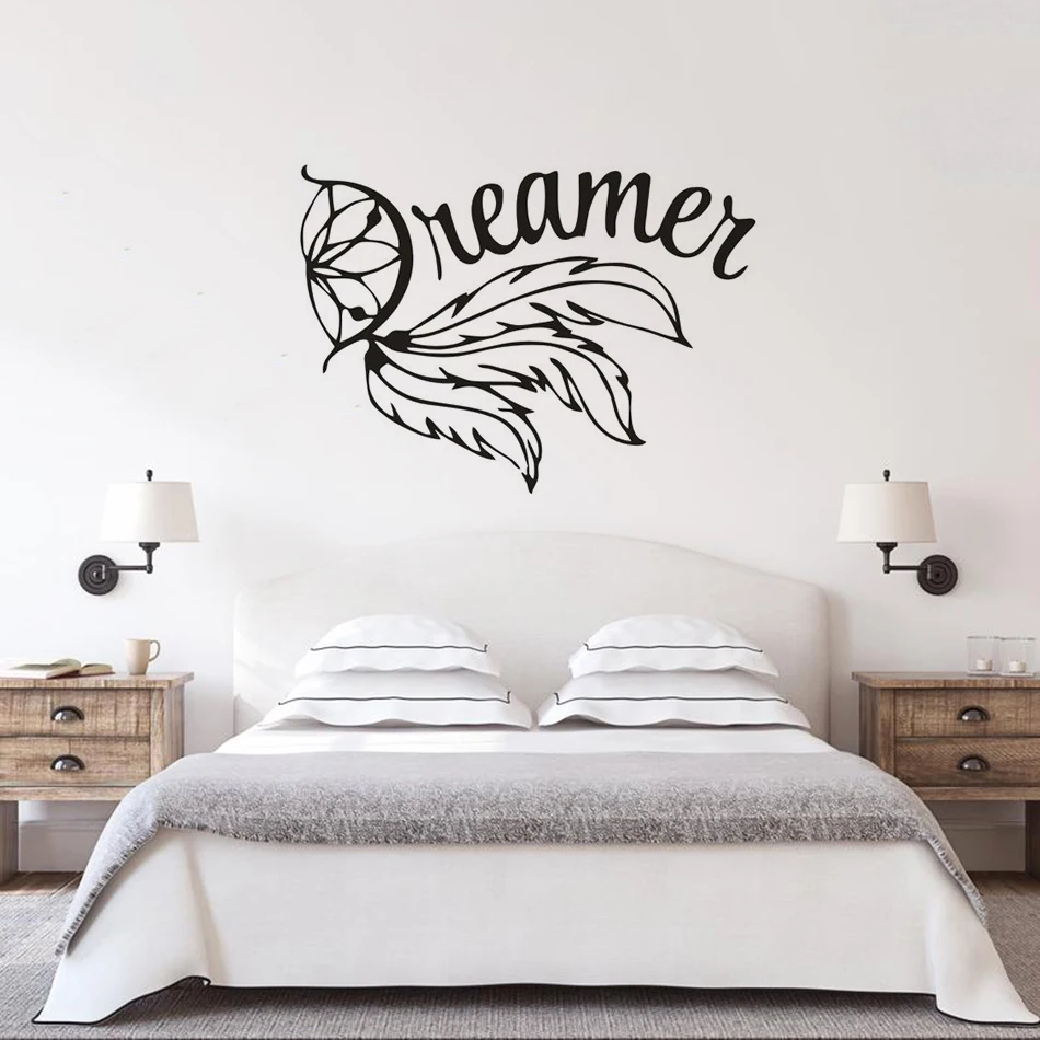 Дизайн Dreamer настенные фрески стикер перо стиль Ловец снов настенная Виниловая