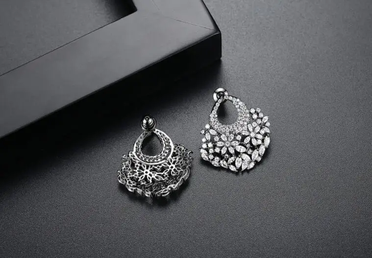 VogueSS - Классические серьги на штырьках с кристаллами CZ AAA из черного металла цвета гана для женщин.