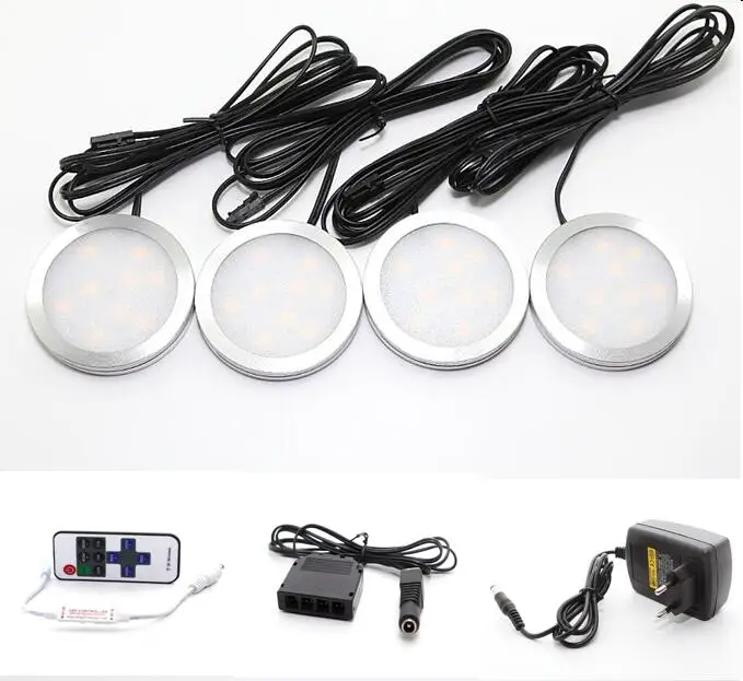 Светодиодные лампы для шкафа 4 Беспроводной RF пульт дистанционного управления +