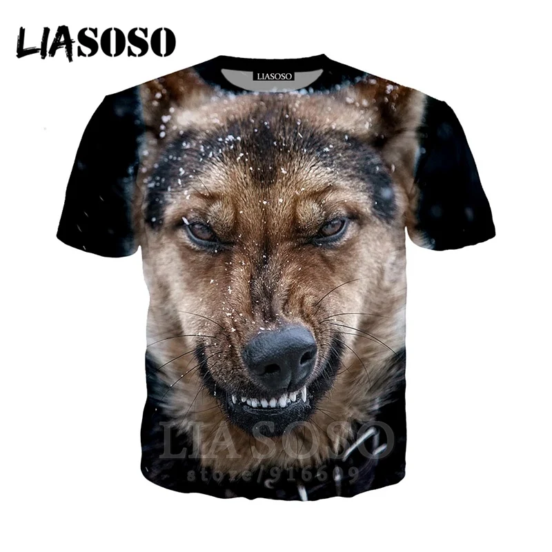 Anime 3d print t shirt Men Women top homme Harajuku t-shirt Shepherd Dog new animal shirts Short sleeve punk tshirt E545 | Мужская