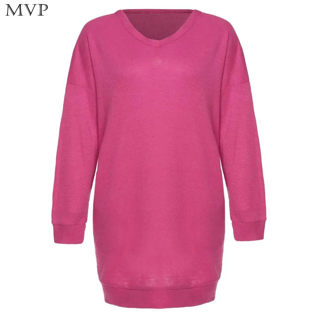 Blouse Casual Batwing Loose Ladies Hoodie Solid Sleeve V-neck Red Stylish Party Gray Rose Top Long HoodieBlouse Women | Женская одежда