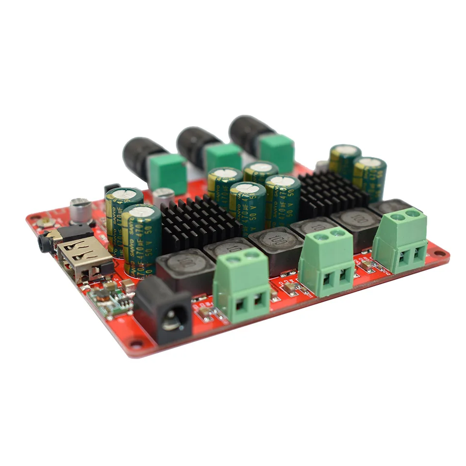 Lusya TPA3116 Bluetooth 2,1 канальный цифровой усилитель 2x50 Вт+ 100 Вт сабвуфер усилитель мощности плата DC24V T0694