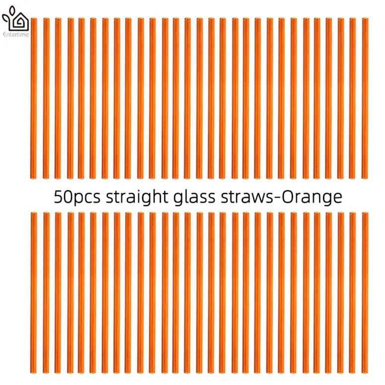 orange Entertime 50 шт./лот высокое боросиликатное стеклянные соломинки четкие прямые 20 см х 8 мм многоразовые трубочки для коктейлей, Чай, сок - Цвет: orange