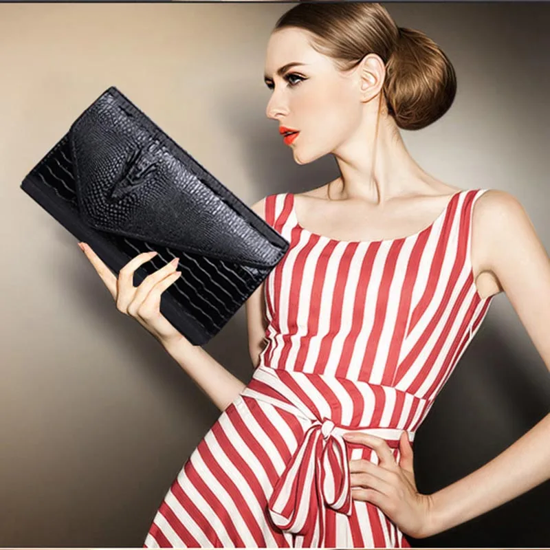 2018 новый модный кошелек клатч с текстурой аллигатора из искусственной кожи