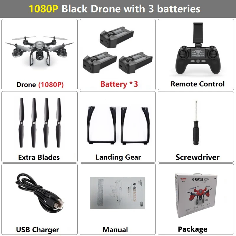 Set9 1080P Black 3B LAUMOX S30W gps Дрон динамический Дрон FPV Дрон с широкоугольной камерой 1080P Профессиональный Радиоуправляемый квадрокоптер Дрон VS X8 Pro X8pro - Цвет: Set9 1080P Black 3B