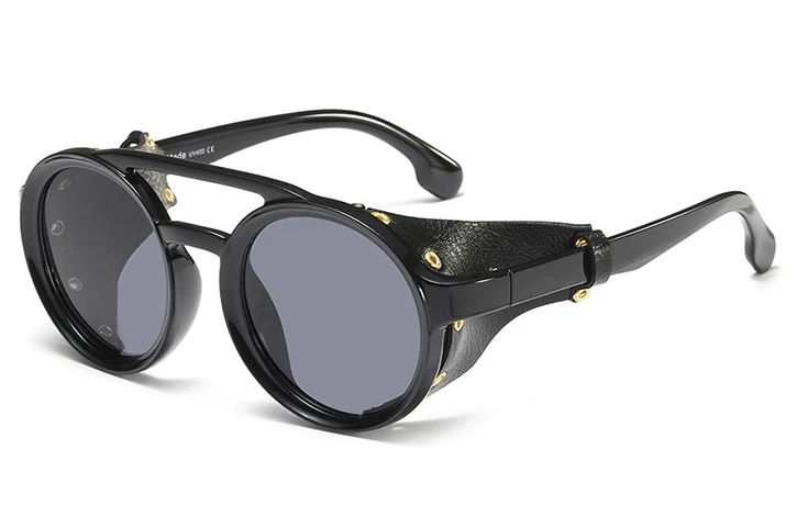 C1 bright black Стимпанк очки солнцезащитные очки для мужчин и женщин ретро Оттенки UV400 Винтажные Очки 45746 - Цвет линз: C1 bright black