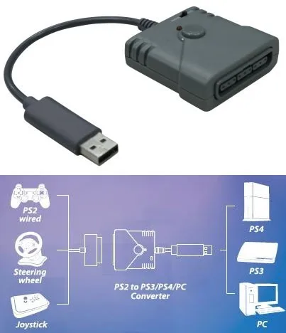 Брук USB usb-адаптер, конвертер для геймпада для PS2 для PS3/PS4 Конвертор использовать ваш PS2 проводной джойстик/геймпад с sony PS3/PS4