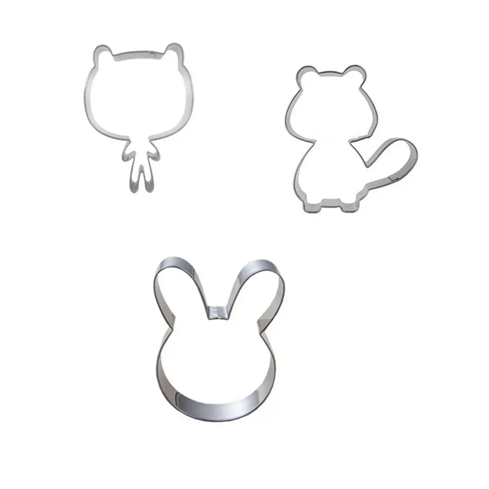 

3pcs Dessert Decoration Bakeware Set Fruit Biscuit Cookie Press Tools Biscuit Cutter Stainless Steel For Kitchen Baking Fondant