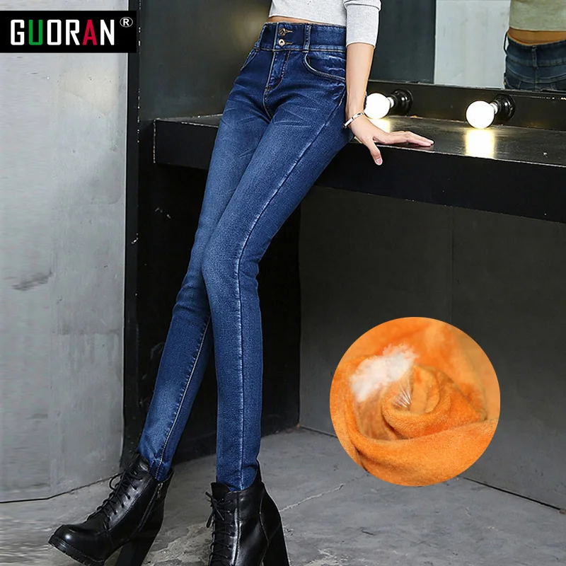 2017 Зима Осень утолщенные теплые вельветовые джинсы с высокой талией размера плюс