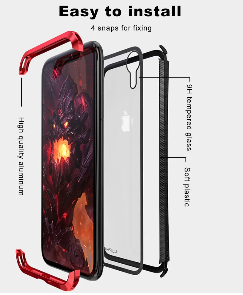 LUPHIE алюминиевый бампер чехол для iPhone X XS Max XR Роскошный Жесткий металлический