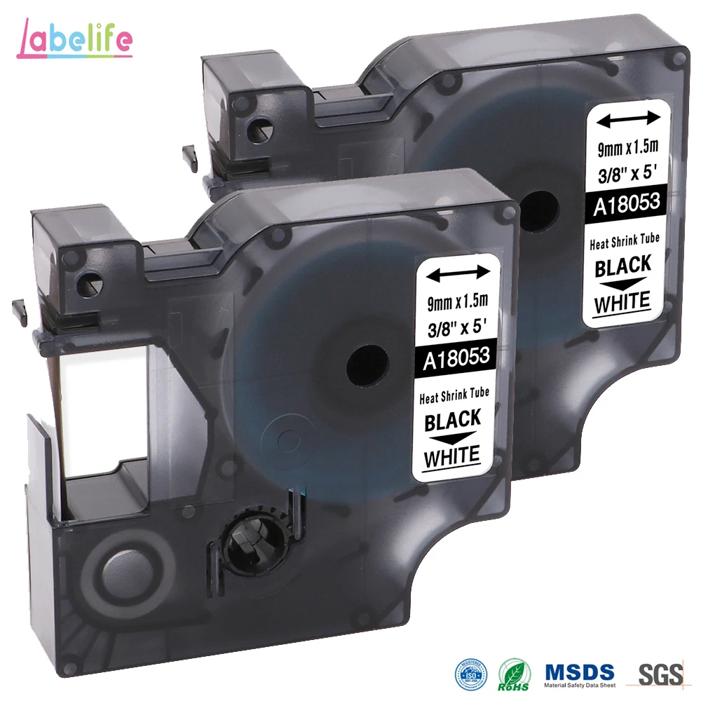2 упаковки термоусадочные трубки для этикеток 9 мм 18053 дюйма|label maker|shrink tube labelheat shrink