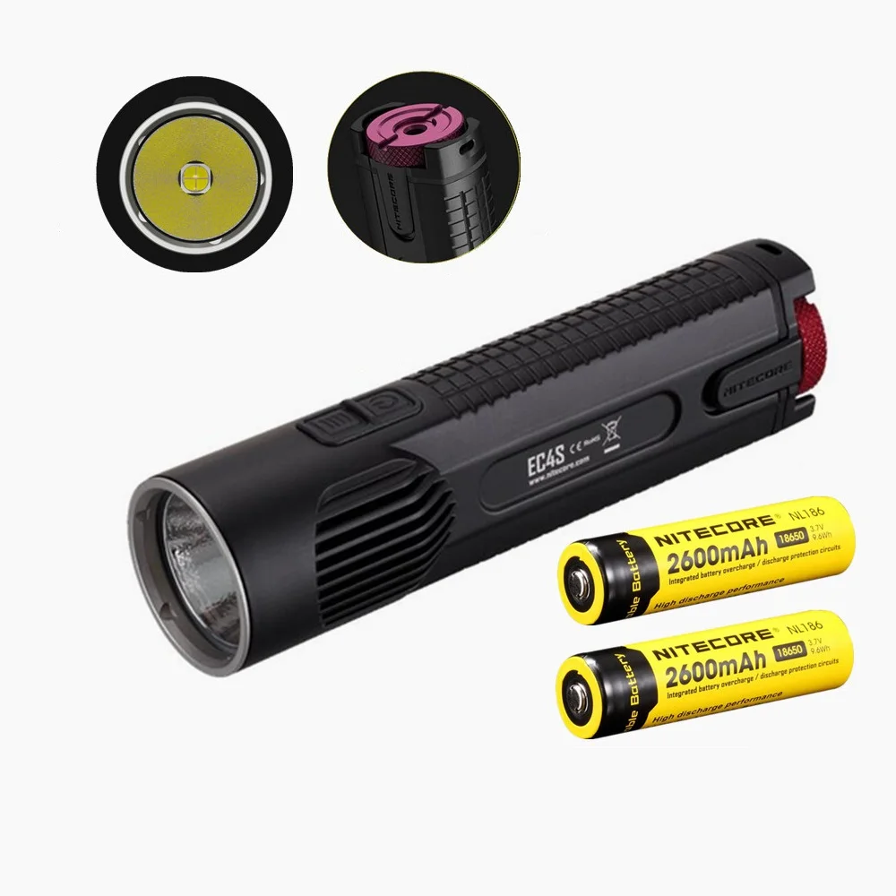 Nitecore EC4S под давлением чехол цельный фонарик с 2 шт. NL186 18650 2600 мАч батареи 2150 люмен XHP50 светодиодный Водонепроницаемый