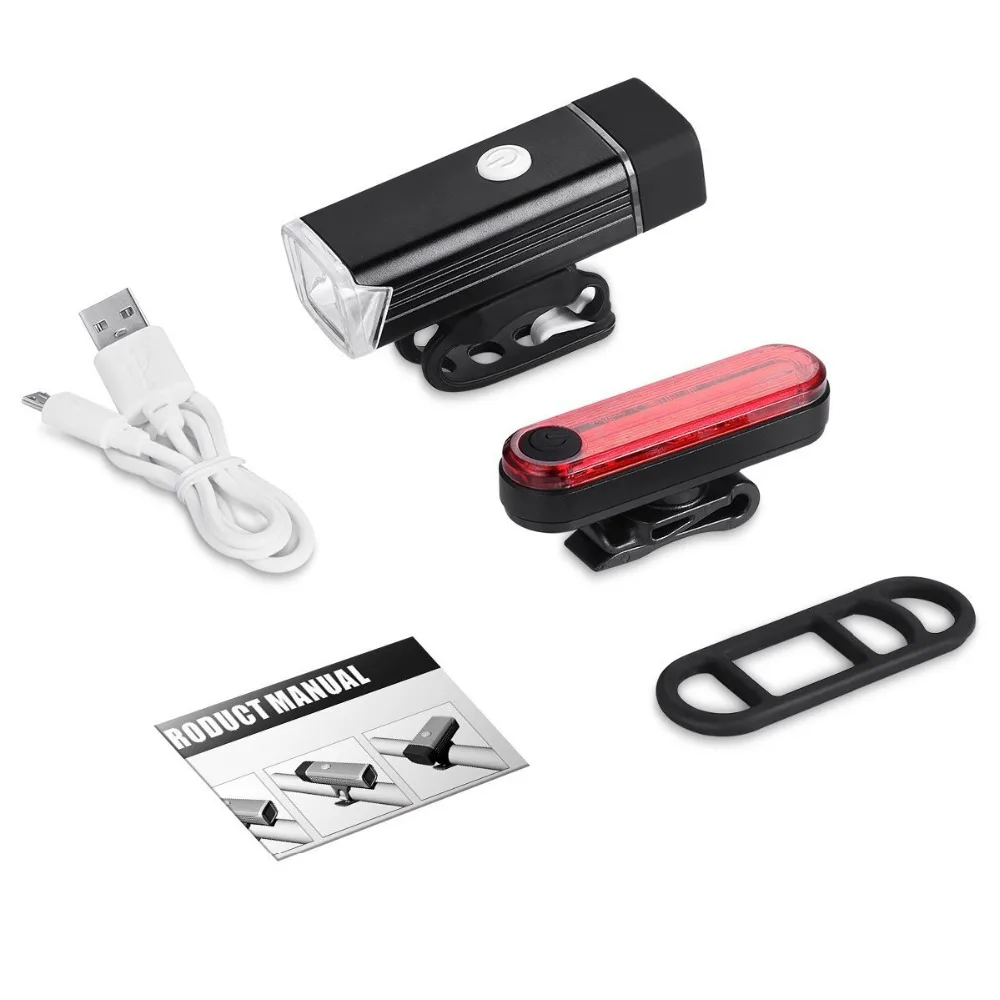 XC USHIO USB Rechargeable LED Bicycle Light Set Front Headlight Bike Lamp Caution TailLight Waterproof Accessories | Спорт и