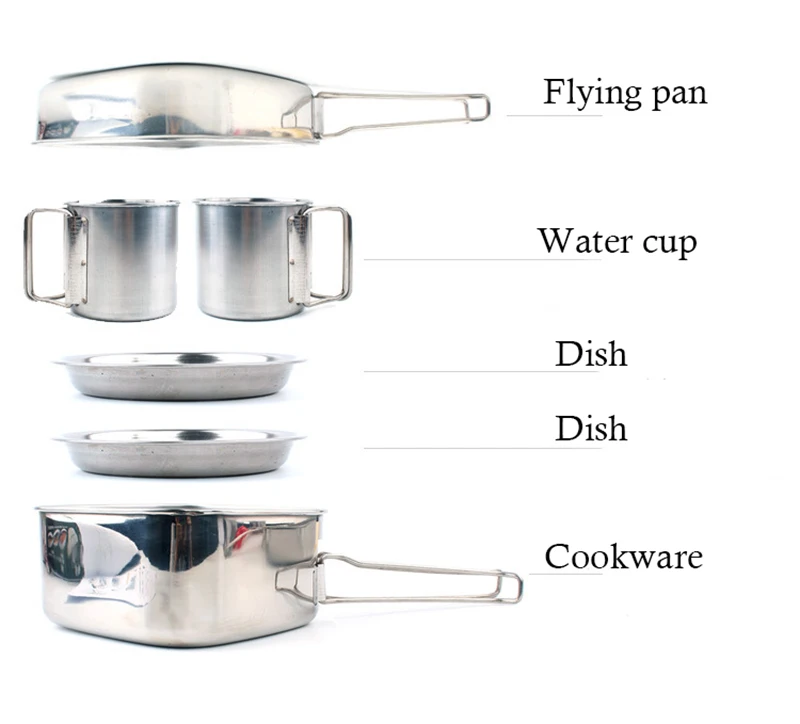 6 шт./компл. набор кастрюль для пикника из нержавеющей стали походов альпинизма