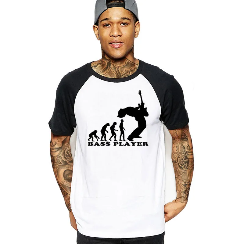 2019 Streetwear bass player evolution Fender guitar music Men funny game T-Shirt Hip Hop rock piano art tshirt male tee t shirts | Мужская