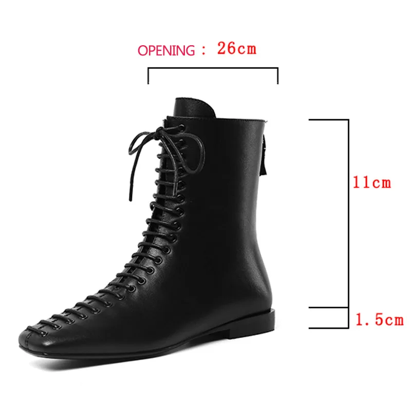 Осенние байкерские ботинки ISNOM женские с квадратным носком и перекрестной