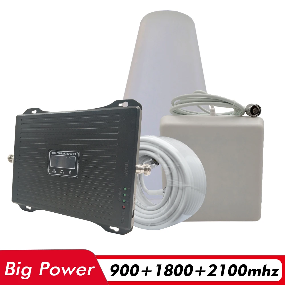 Мощный трехдиапазонный усилитель сигнала 2G 3G 4G GSM 900 + DCS/LTE 1800 UMTS/WCDMA 2100 МГц
