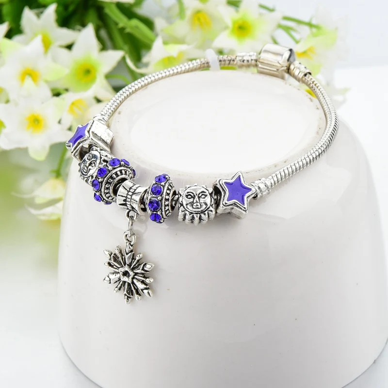 Szelam Рождественский подарок браслет со снежинками и подвесками женские браслеты