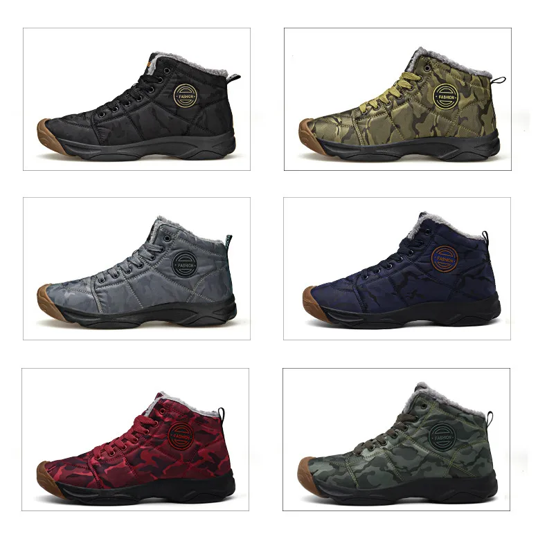 Men Waterproof Ankle Boots Winter Warm Plush Snow Boots Men Outdoor sneaker Work Boots Male Rubber Winter Men's boots Size 46