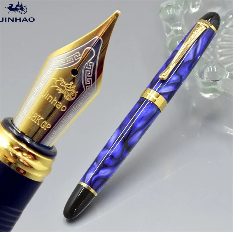 Высокое качество Jinhao X450 22 Цвета авторучки с золотой клип канцелярия Школьные принадлежности М перо Письма чернилами подарки - Цвет: pen as picture show