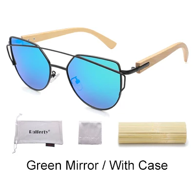 Green - With Case Ralferty бамбуковые женские солнцезащитные очки ретро кошачий глаз розовый Винтаж солнцезащитные очки UV400 дерево солнцезащитных очков новое качество очки Oculo K1585 - Цвет линз: Green - With Case