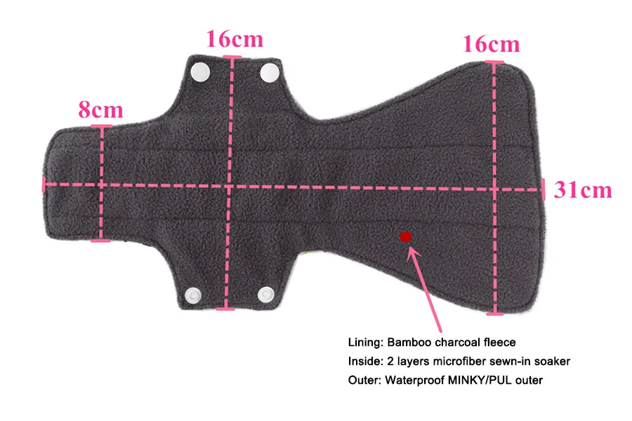 4 шт. женские гигиенические прокладки из бамбукового угля 12 дюймов|menstrual pads|cloth
