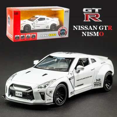 KIDAMI 1:32 AMG Nissan GTR литье под давлением модель автомобиля игрушечные машинки оттягивающийся автомобиль со звуком светильник Коллекция подарков для детей и взрослых для мальчиков - Цвет: White-Gift Box
