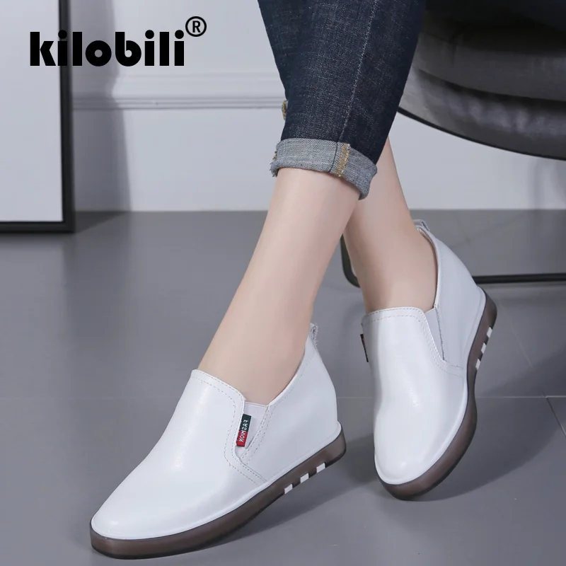 Kilobili/2019 г. весенние женские туфли на плоской подошве слипоны кроссовки платформе