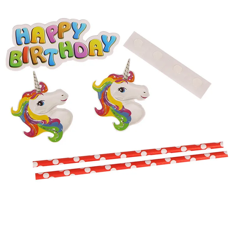 1 PCS Cake Flag Единорог вечерние одноразовые столовая посуда все для праздника Беби Шауэр детский праздник, Подарочная сумка+ шляпа+ скатерть+ бумажная чашка+ коробка для попкорна - Цвет: 1 PCS Cake Flag
