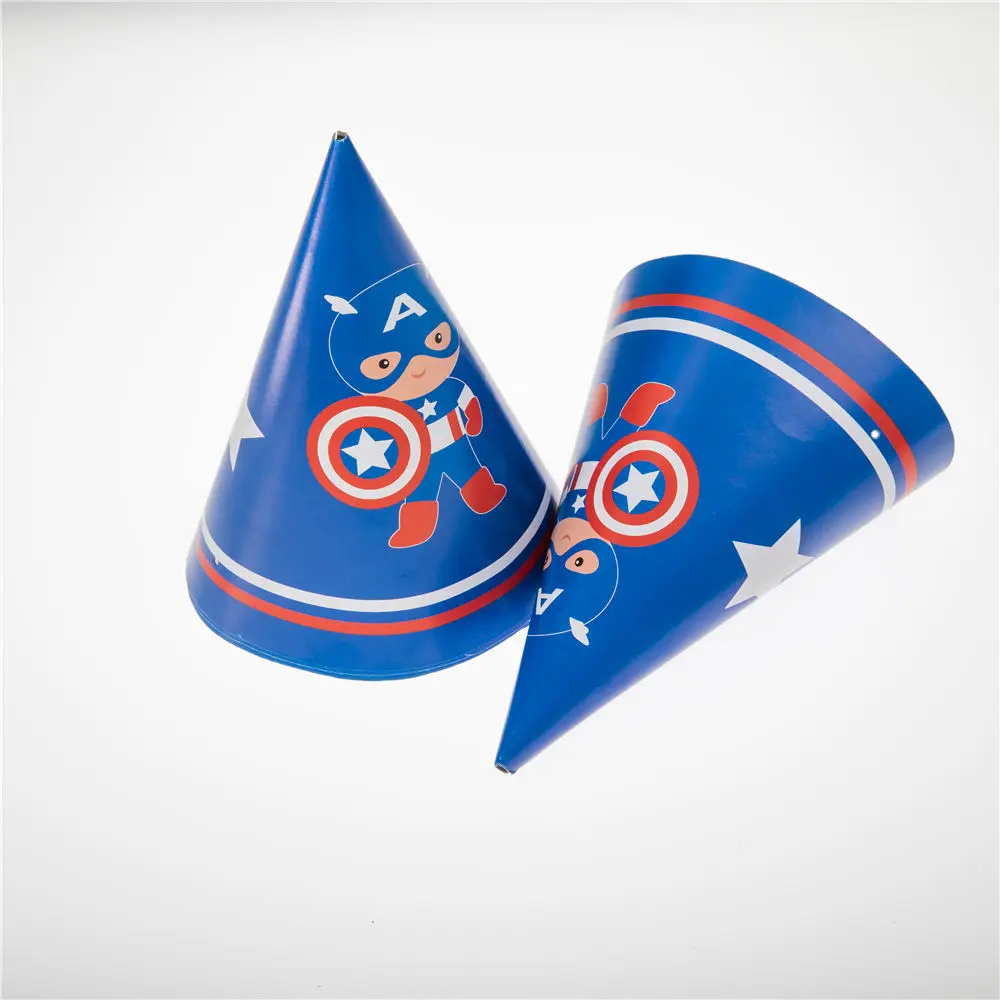 hat 6pcs Мультяшный персонаж Капитан Америка день рождения декорирование тематическое мероприятие семейный сбор - Цвет: hat 6pcs