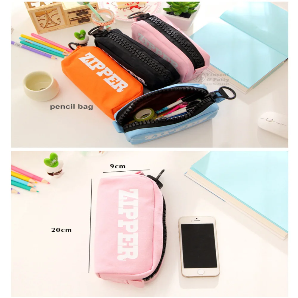 ZBig молнии холст школы канцелярский пенал сумка для хранения pencilcase материал