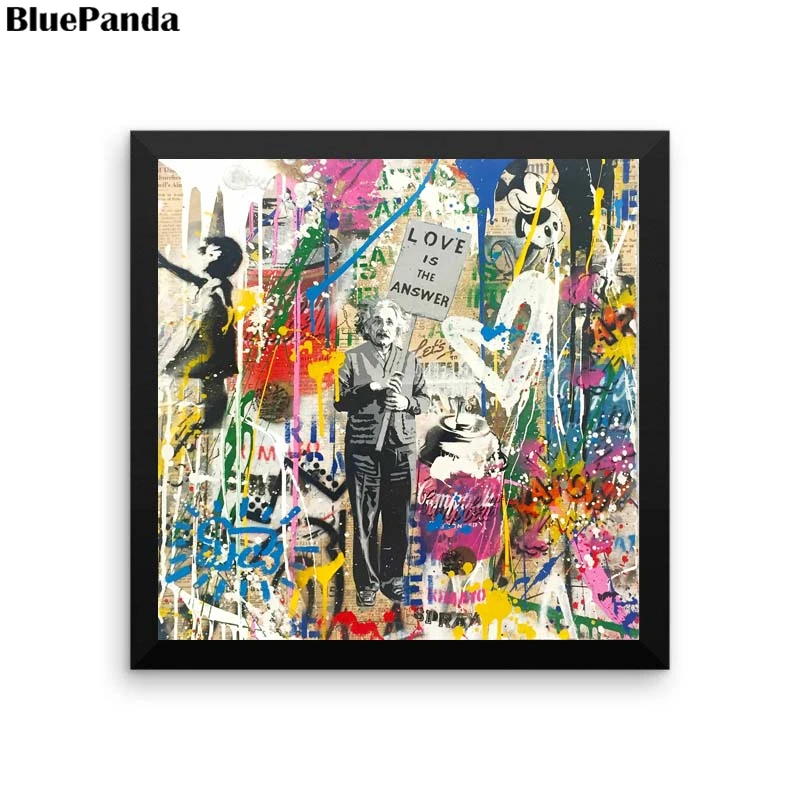 Mr Brainwash Эйнштейна живопись плакаты художника и принты декоративные настенные