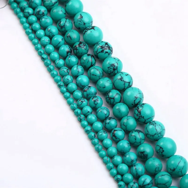 Green Turquoise Оптом Бирюзовый морской осадок Малахит бусины из натуральных камней россыпью бусины для рукоделия изготовления ювелирных изделий 4 мм 6 мм 8 мм 10 мм12 мм DIY браслет - Цвет: Green Turquoise
