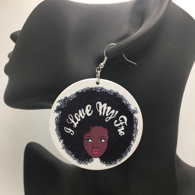  I Love My Afro Wood Earrings | Украшения и аксессуары