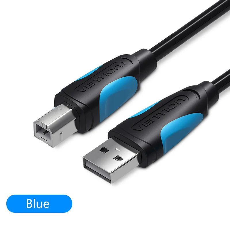 Vention USB 2,0 кабель для принтера тип А папа в б папа сканер Синхронизация данных зарядное устройство Шнур позолоченный кабель для принтера hp USB2.0 кабель - Цвет: Blue