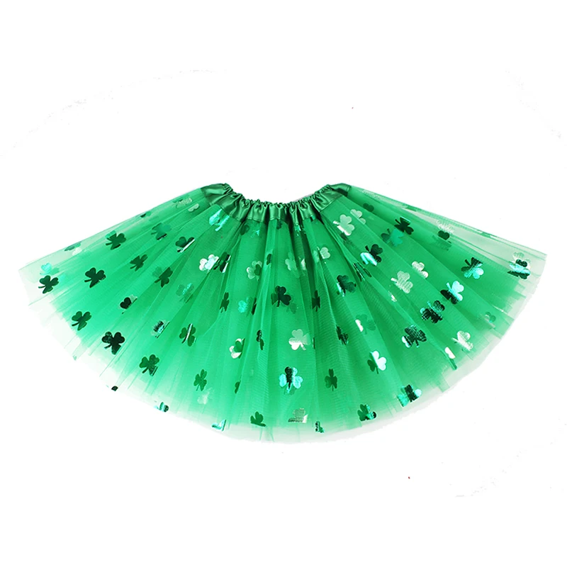 

0-6Y Baby Girl Clothes St Patricks Day Skirts 3 Layers Tulle Petticoats Green Sparkle Kids Girls Tutu Skirt Holiday Costume