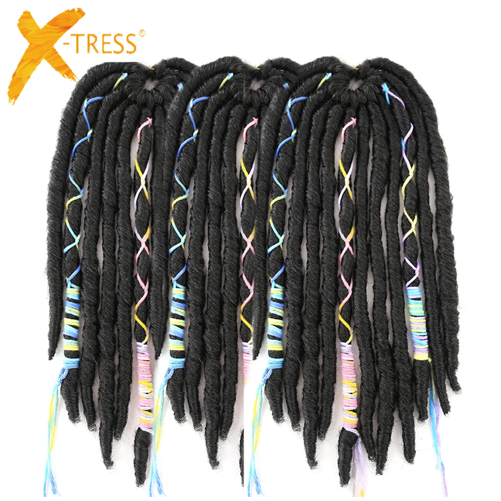 X-TRESS Синтетические Искусственные Locs 12 прядей мягкие крючком косы волосы для наращивания натуральный черный цвет 12 дюйм плетение волос дреды