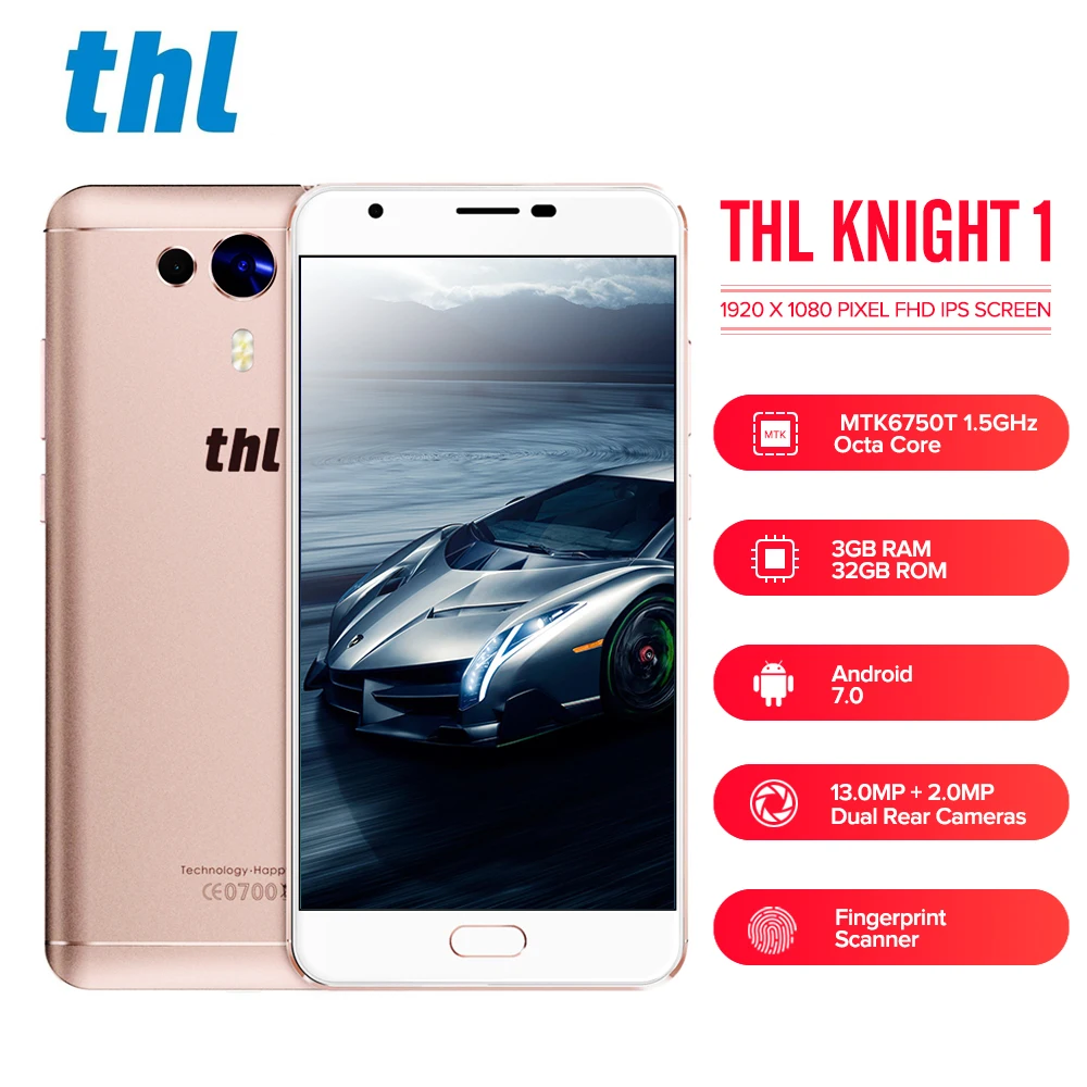 THL Knight 1 4G смартфон 5 дюймов Android 7 0 MTK6750T ГГц Восьмиядерный 3 ГБ ОЗУ 32 Гб ПЗУ 13.0MP + 2.0MP
