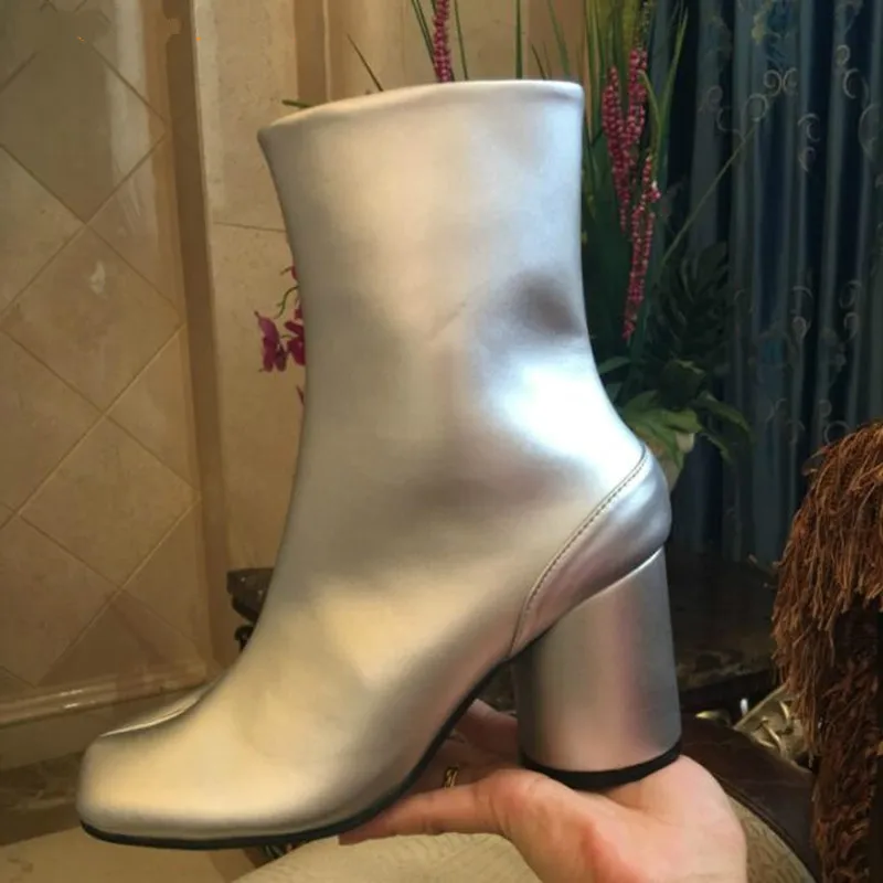 Женские дизайнерские ботинки Tabi женские ботильоны на высоком каблуке супер