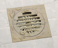 high quality10cm10cm antique brass square vintage art carved floor drain cover shower waste drainer bathroom accessories nhr003