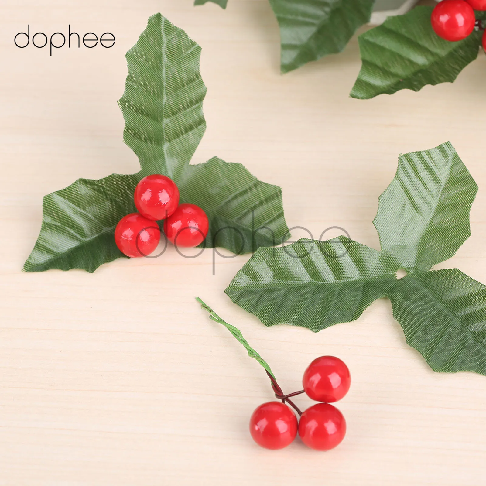 Dophee 10 шт Искусственные листья+ ягоды Холли для свадебной вечеринки, украшения дома, сделай сам, Рождественский Искусственный лист, цветок, шелковые листья - Цвет: Berries