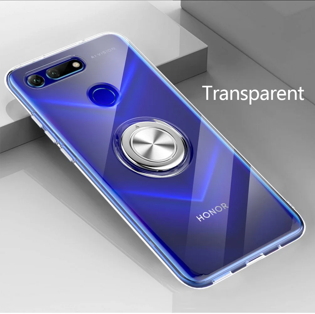 Ультратонкий Прозрачный мягкий чехол для Huawei Honor View 20 с магнитным кронштейном и