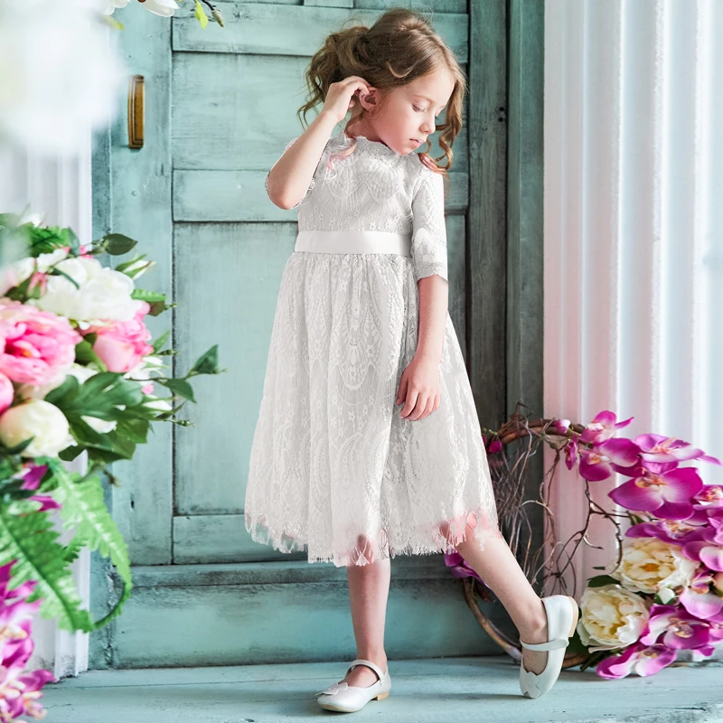 Baby Girls Dress Flower Lace Hollow Princess Costume Kids Dresses For Girl Summer Party Frocks Children Clothing 3-8Y | Детская одежда