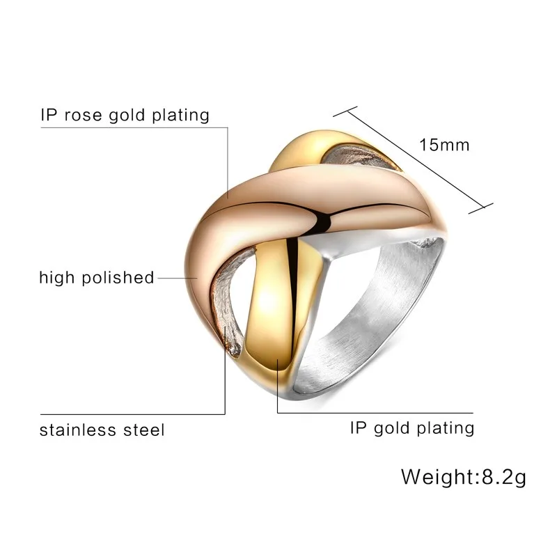 Три тона Бесконечность обручальные кольца для женщин из нержавеющей стали
