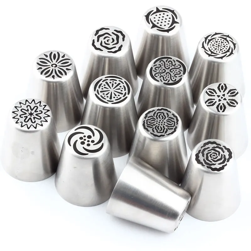 15Pcs/Set Different Style Flower Piping Nozzles Icing Russian Pastry Tips Stainless Steel Tools Fondant Decorating | Дом и сад