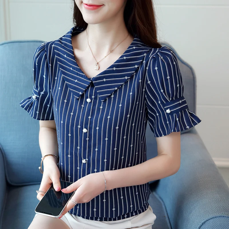 Модные женские блузки 2021 летние топы с коротким рукавом шифоновая блузка рубашка