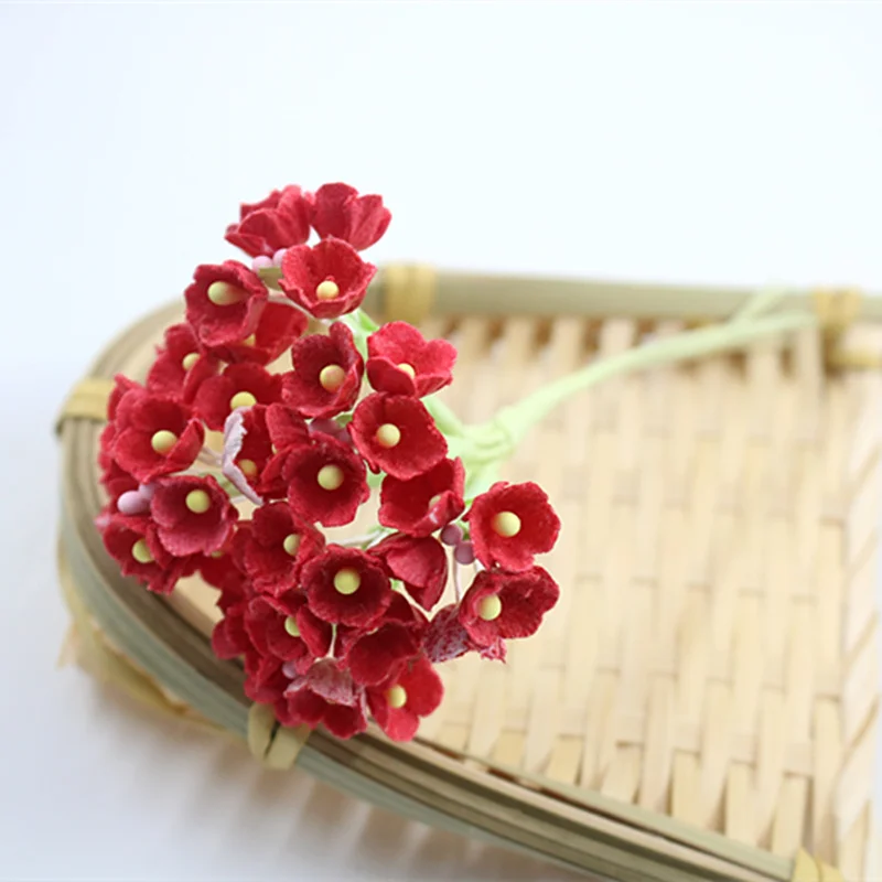 red 8 шт. DIY Мини Искусственный цветок розы бумажный букет Свадебный венок украшения аксессуары искусственный цветок - Цвет: red